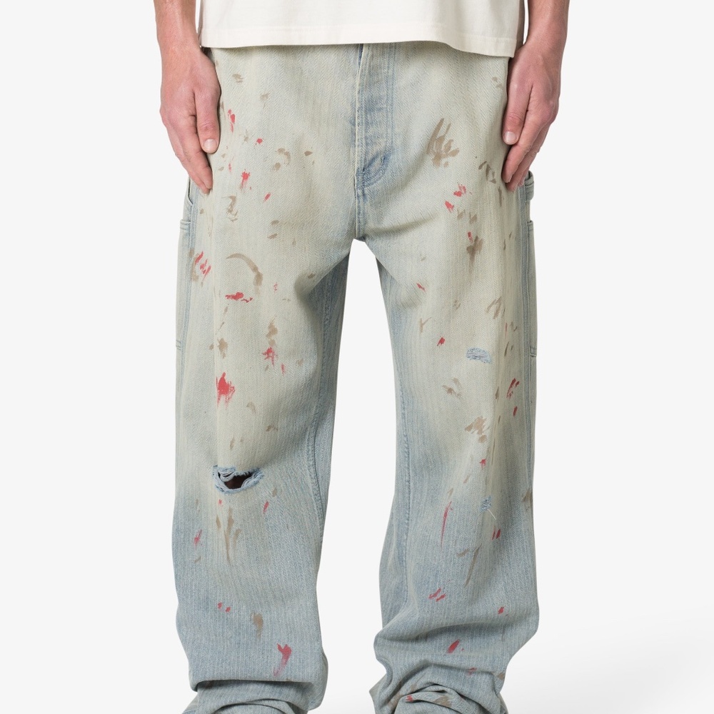 mnml Ultra Baggy Painted Work Denim - Vintage Blue Size 32Vintage Blue / 32